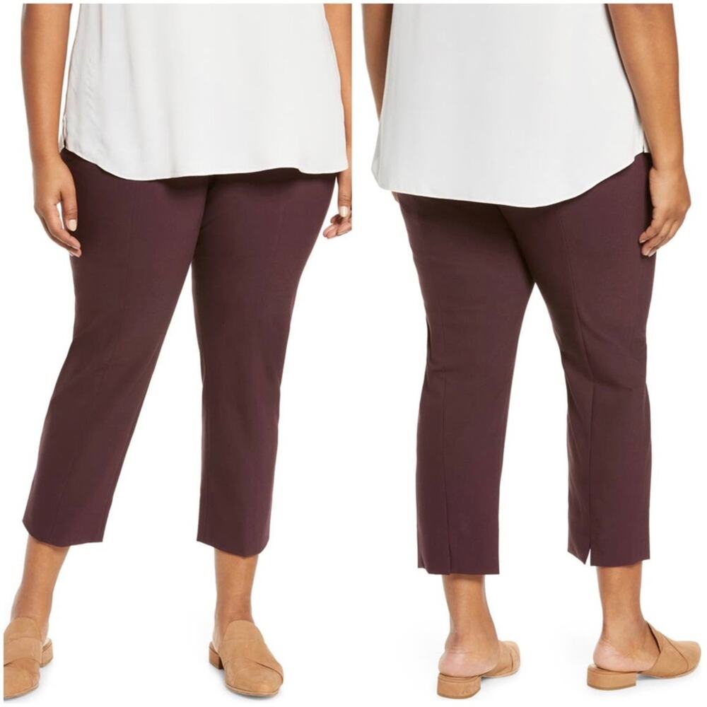 Vince Plus Size Front Seam Crop Pants Leggings in Black Plum, 3X-Large